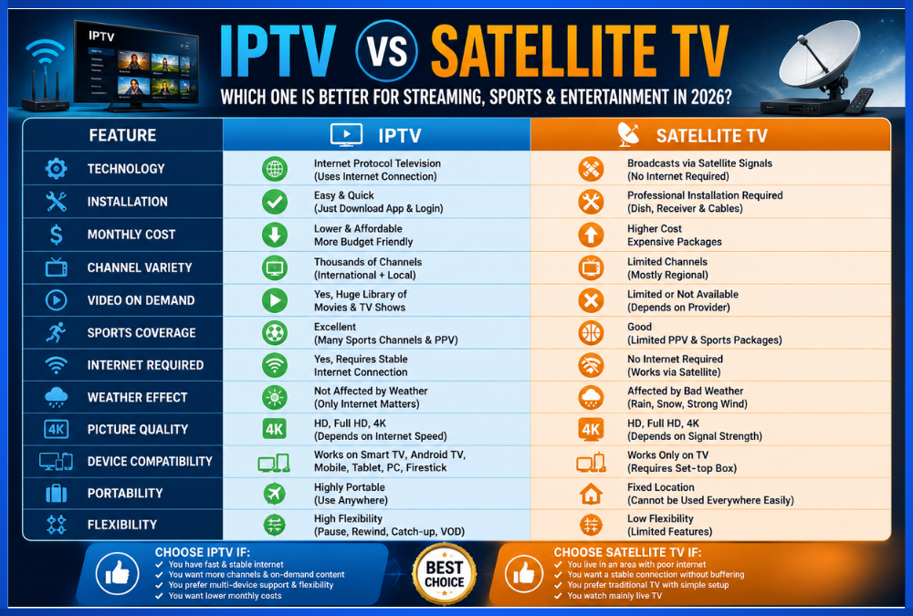 IPTV vs Satellite TV: Which Is Better in 2026?